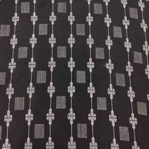 Black Floral Geometrical Silver Dobby Embroidery Cotton DE-16435
