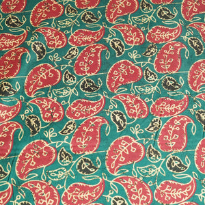 Sea green pink leaves Print Modal Satin VC-16453