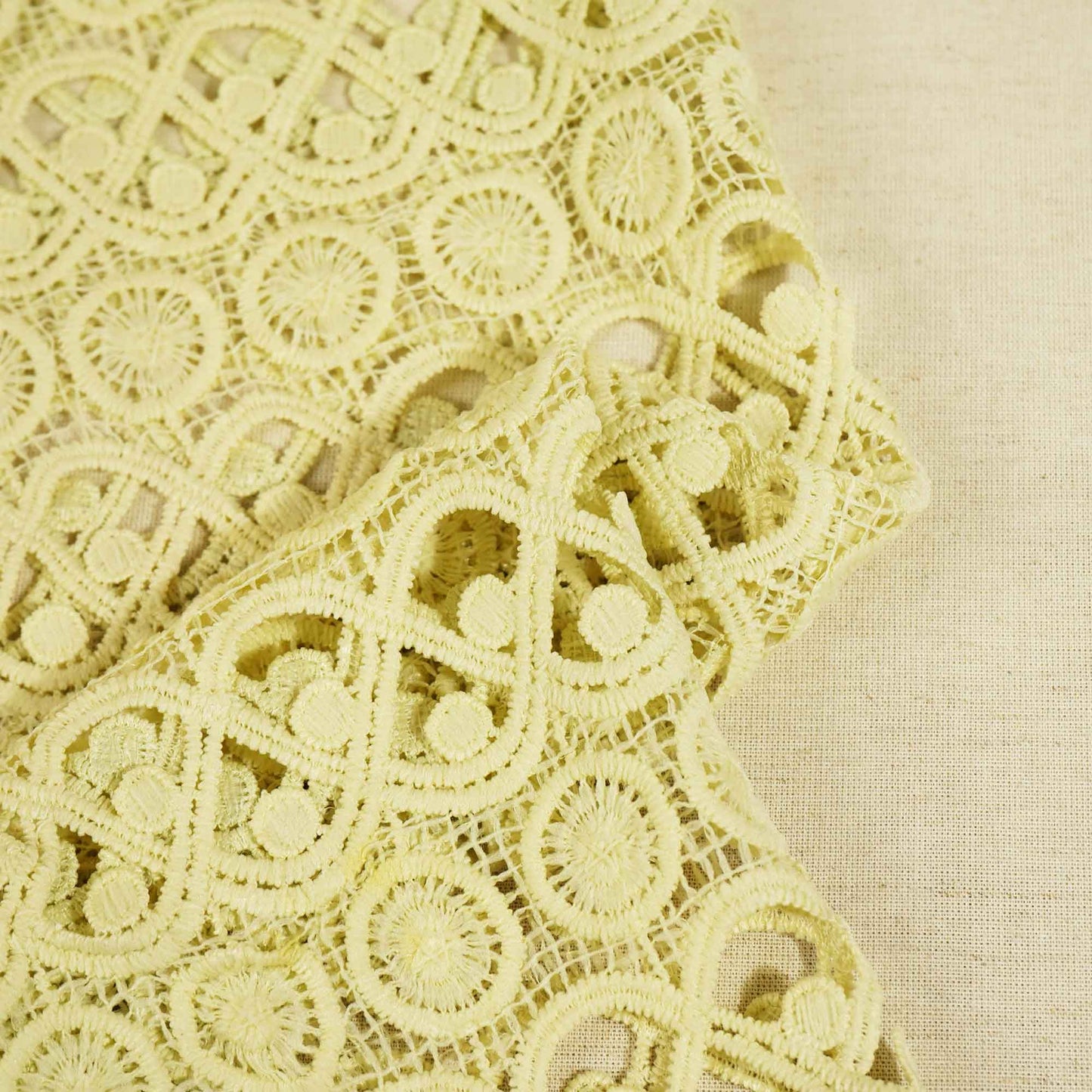 Lemon Green Geometrical Schiffli Crochet AF-16659