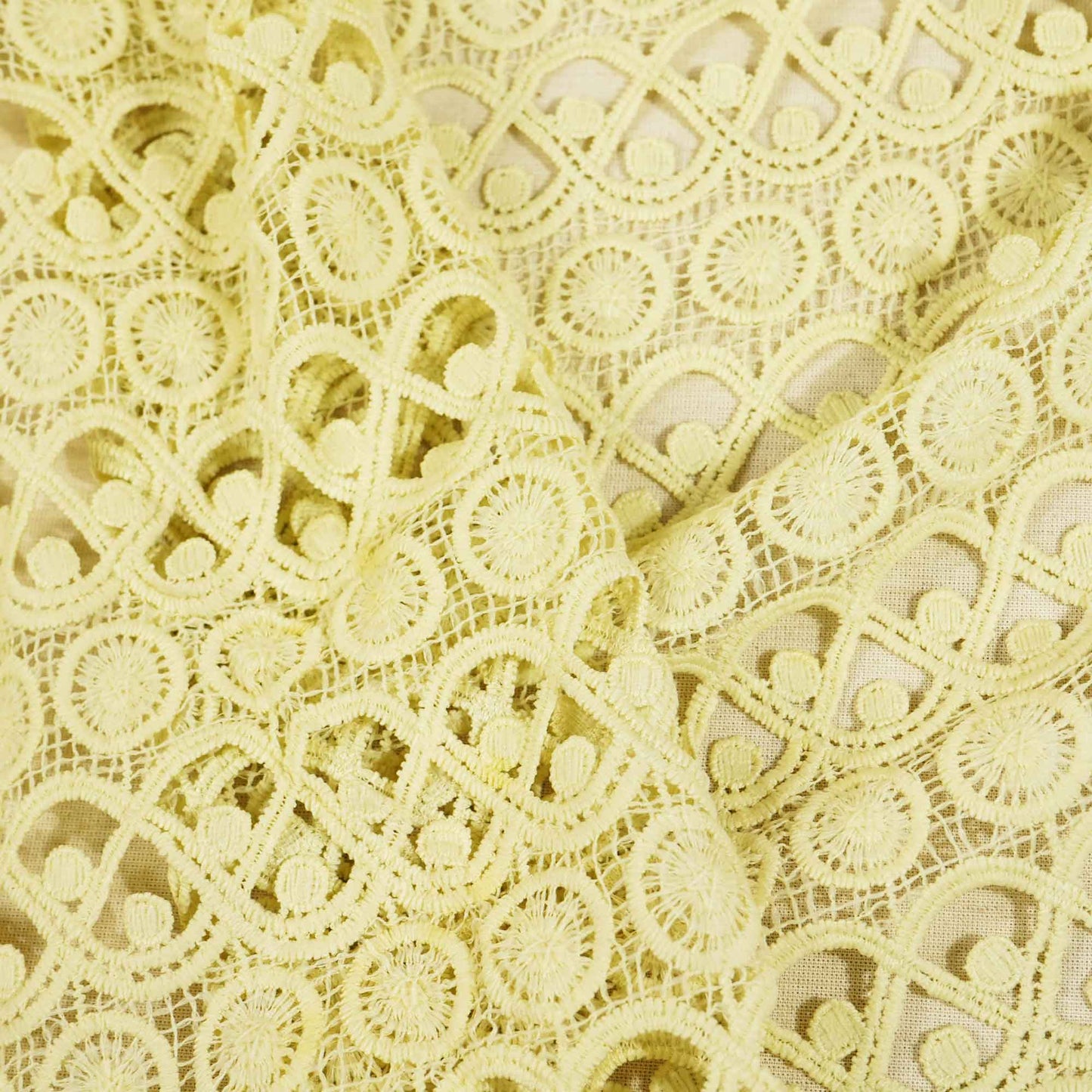 Lemon Green Geometrical Schiffli Crochet AF-16659