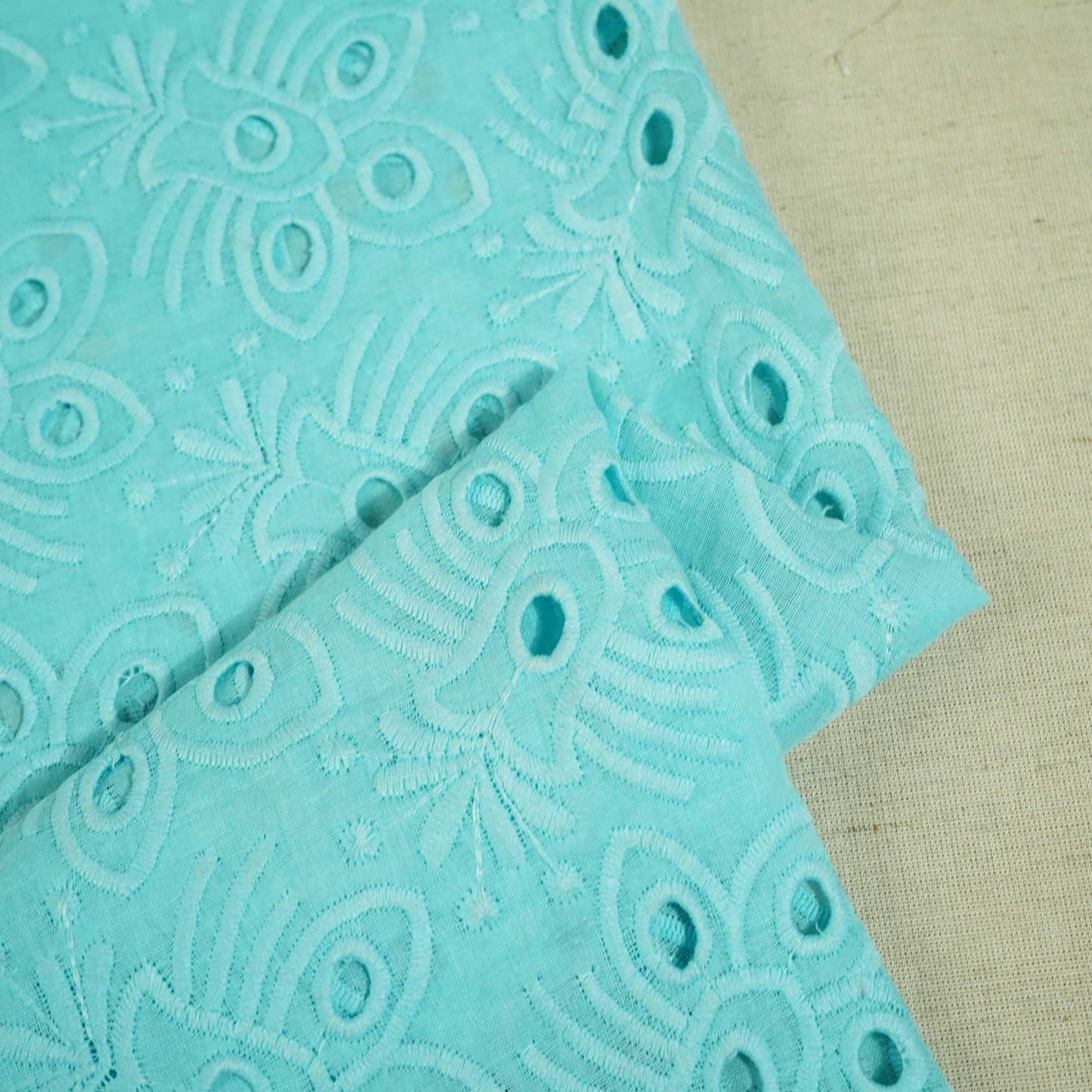 Sky Blue Floral Embroidery Cotton Schiffli PGF-16671