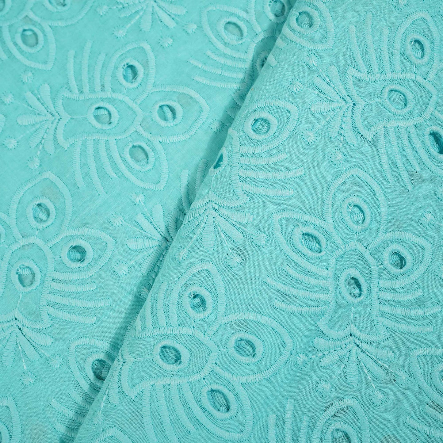 Sky Blue Floral Embroidery Cotton Schiffli PGF-16671