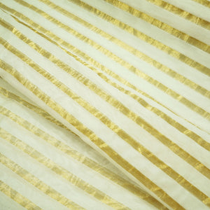 White Gold Stripes Jacquard Tissue Silk KRE-16887