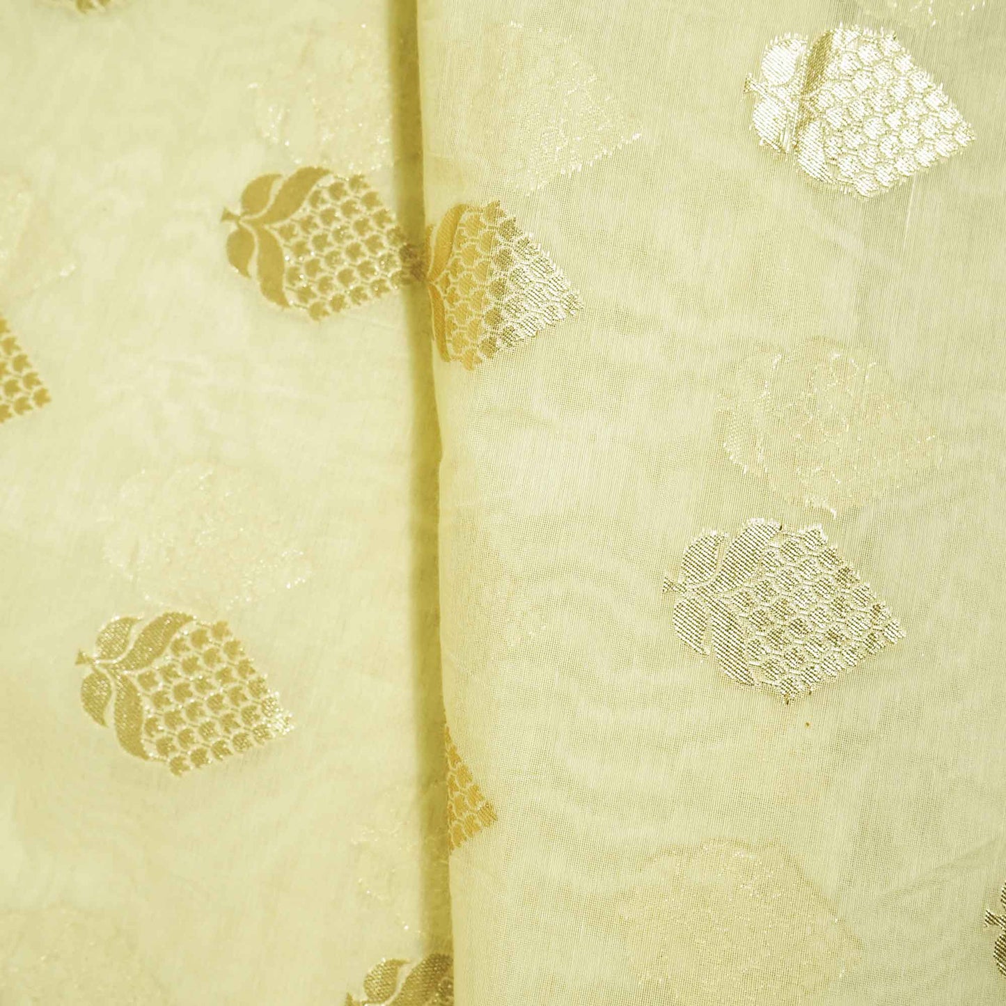 Cream Zari Traditional Buta Jacquard Cotton Katwar Patola KRE-17086