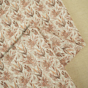 White Brown Floral Thread Sequins Embroidery Cotton KT-17124