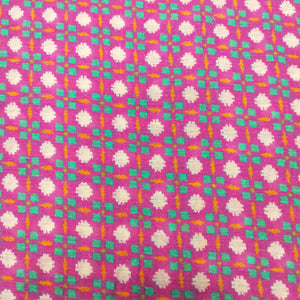 Red Geometrical Print Linen Organza GT-17200
