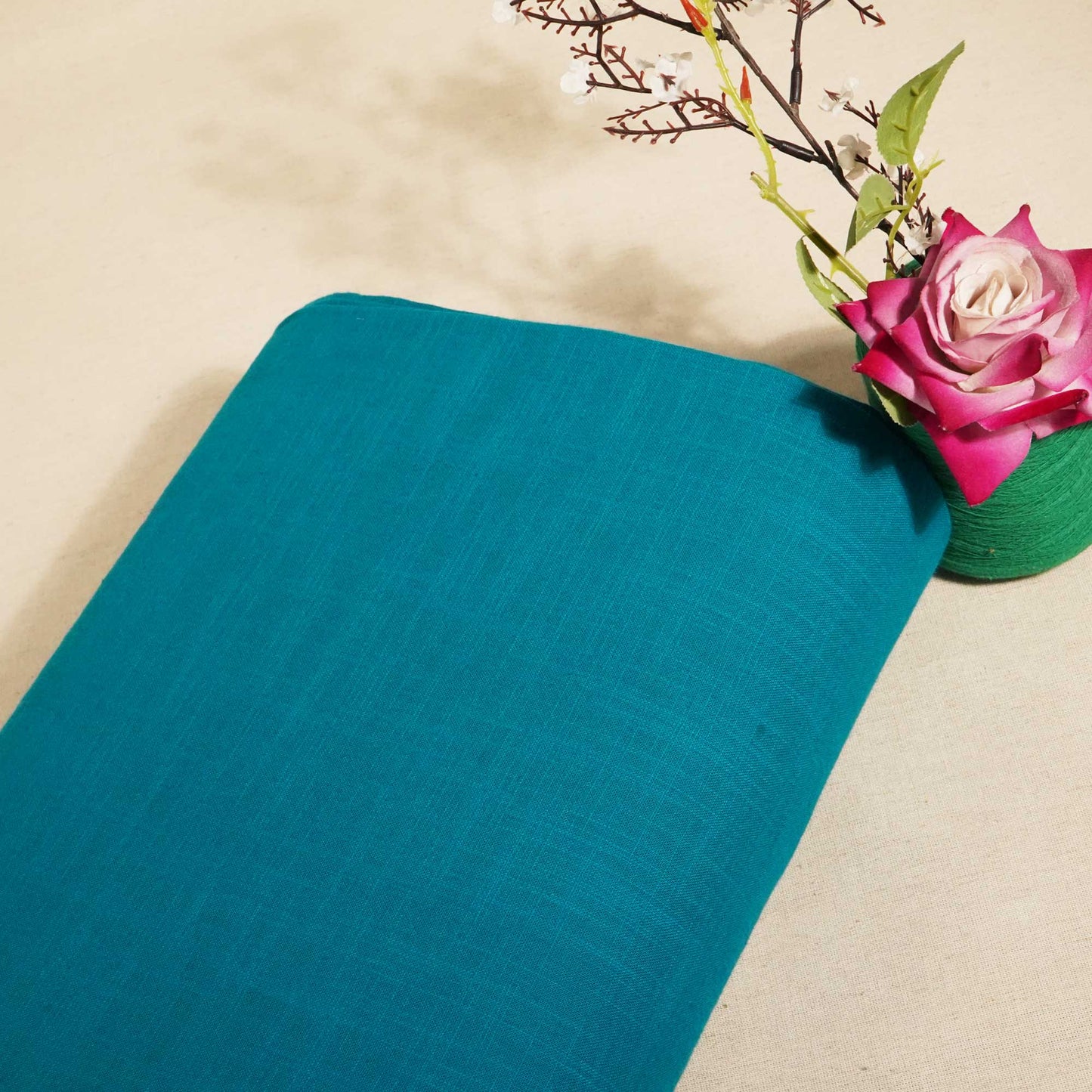 Sky Blue Solid Fabric Cotton Linen Slub SH-17224