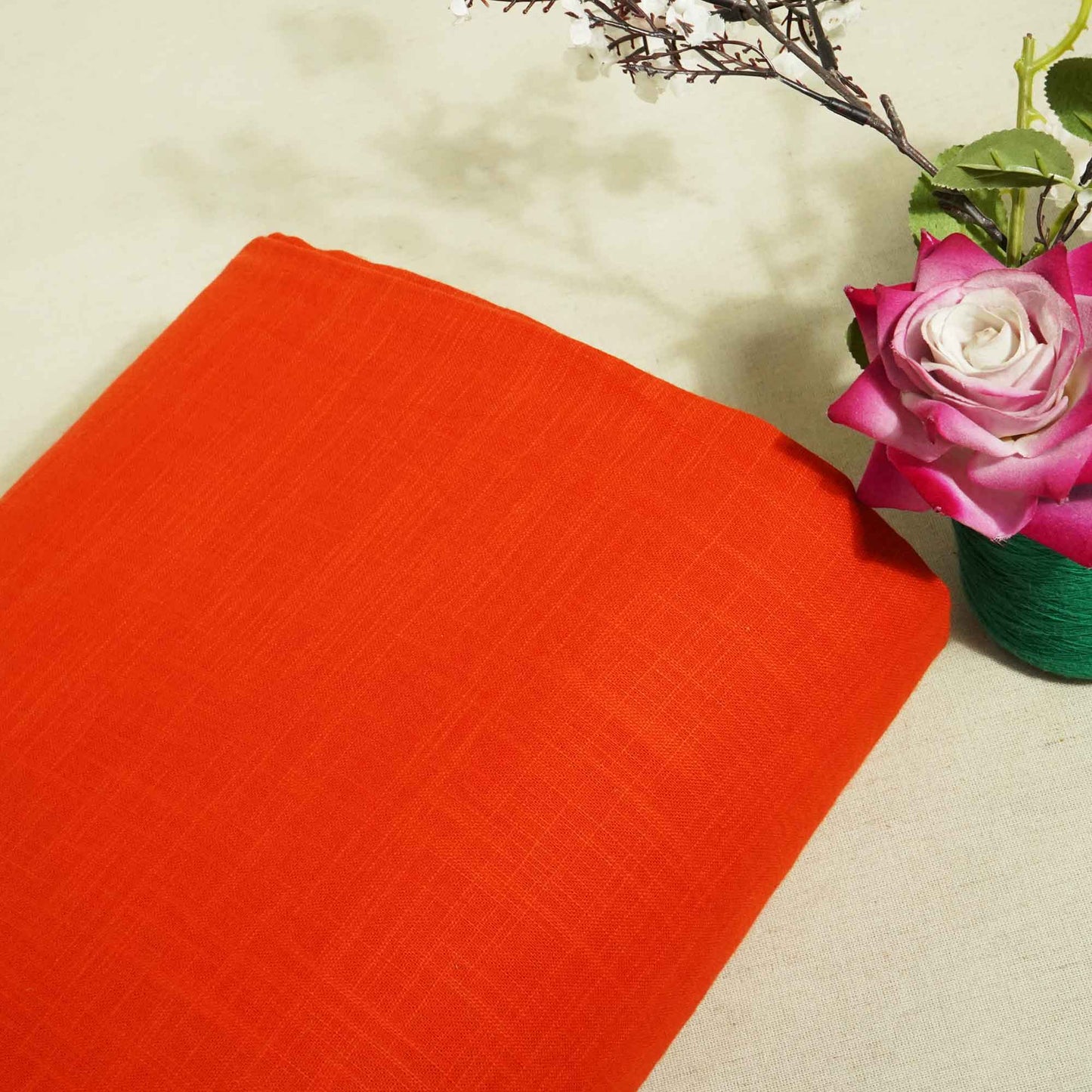 Orange Solid Fabric Cotton Linen Slub SH-17235