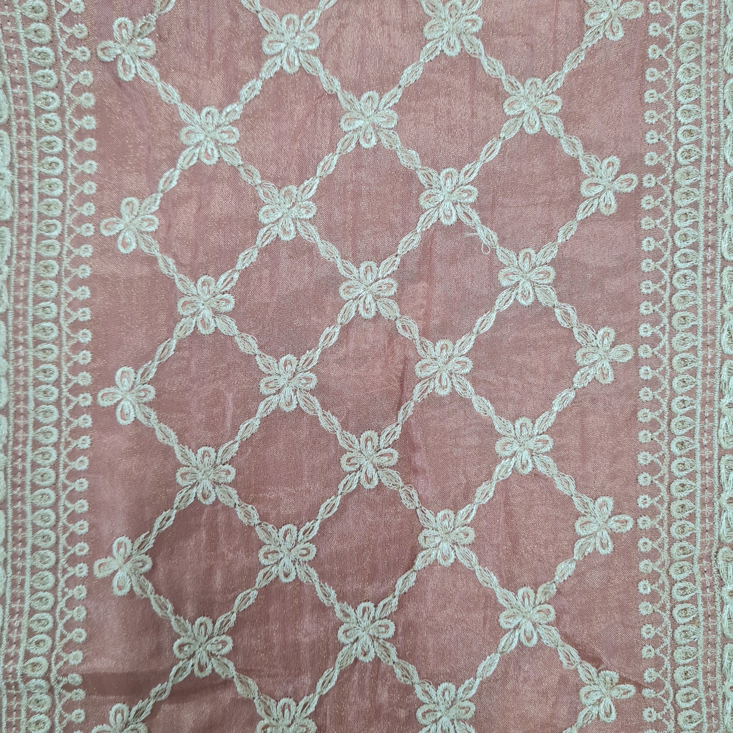 Premium Georgette Fabric Flamingo Pink Floral Traditional Fabric