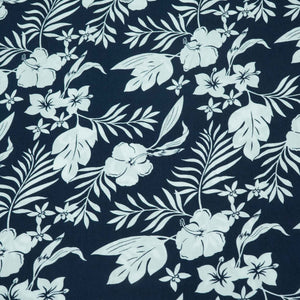 Blue White Floral Print Rayon Fabric AF-17327