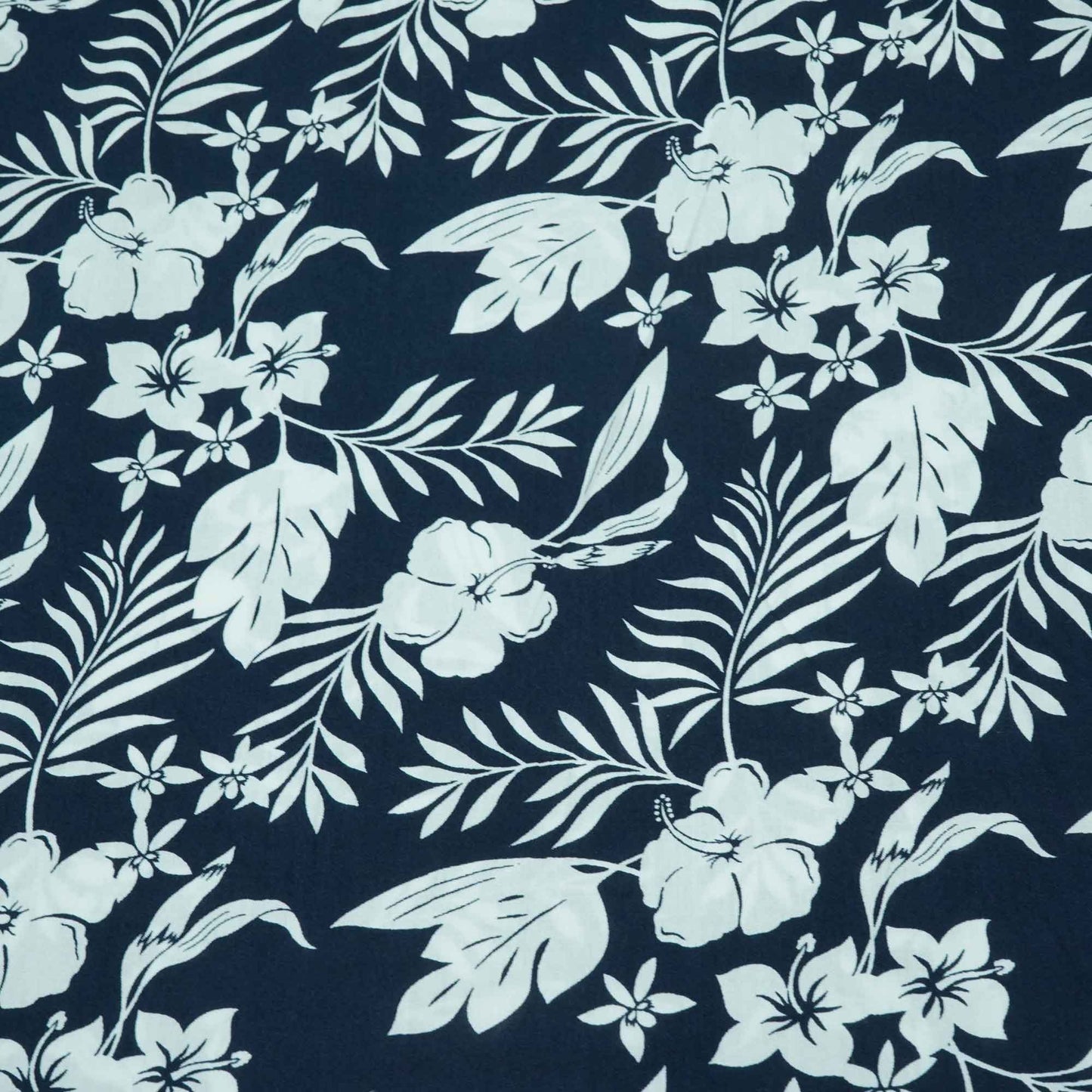 Blue White Floral Print Rayon Fabric AF-17327