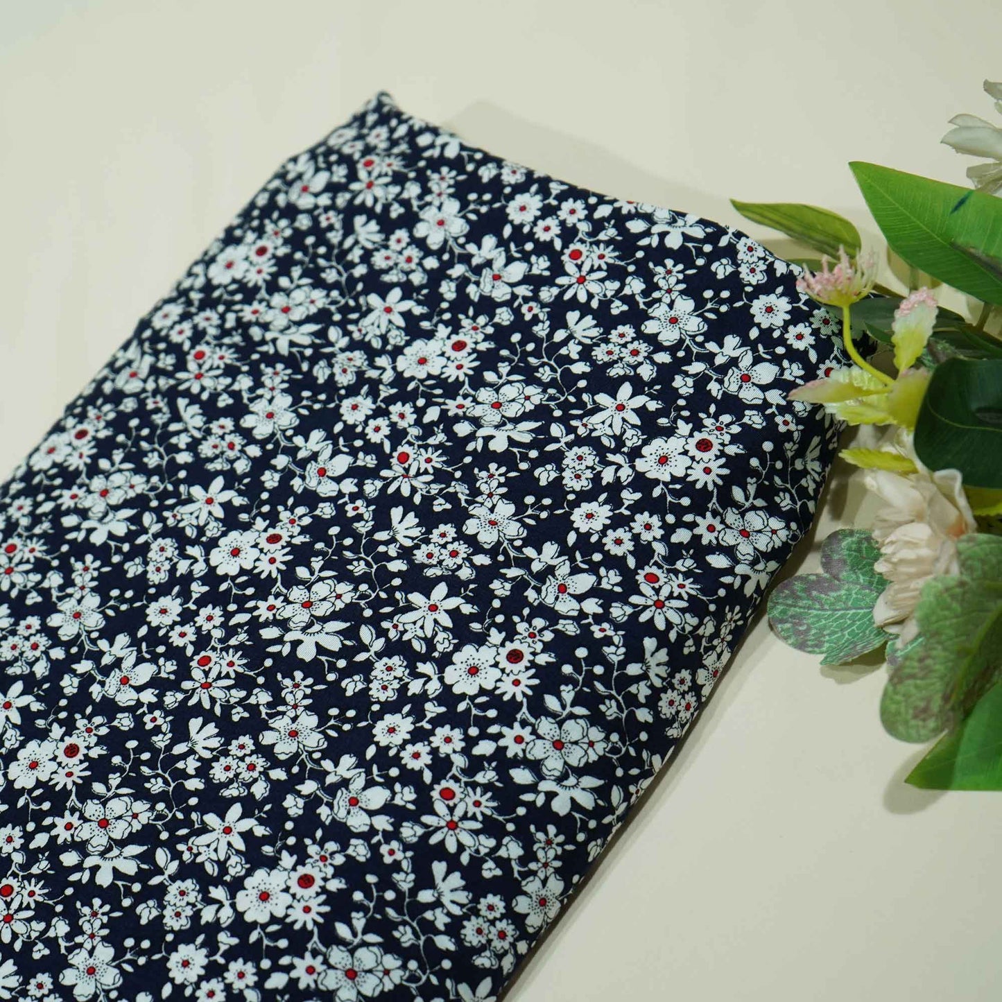 Black Floral Print Rayon Fabric AF-17345