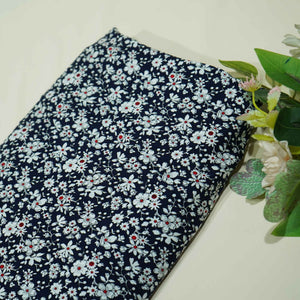 Black Floral Print Rayon Fabric AF-17345