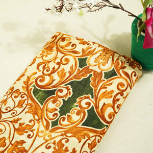 Dark Green Creame Tropical Print Viscose Muslin SS-17455