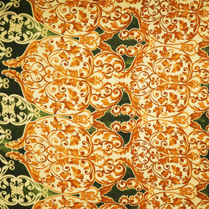 Dark Green Creame Tropical Print Viscose Muslin SS-17455