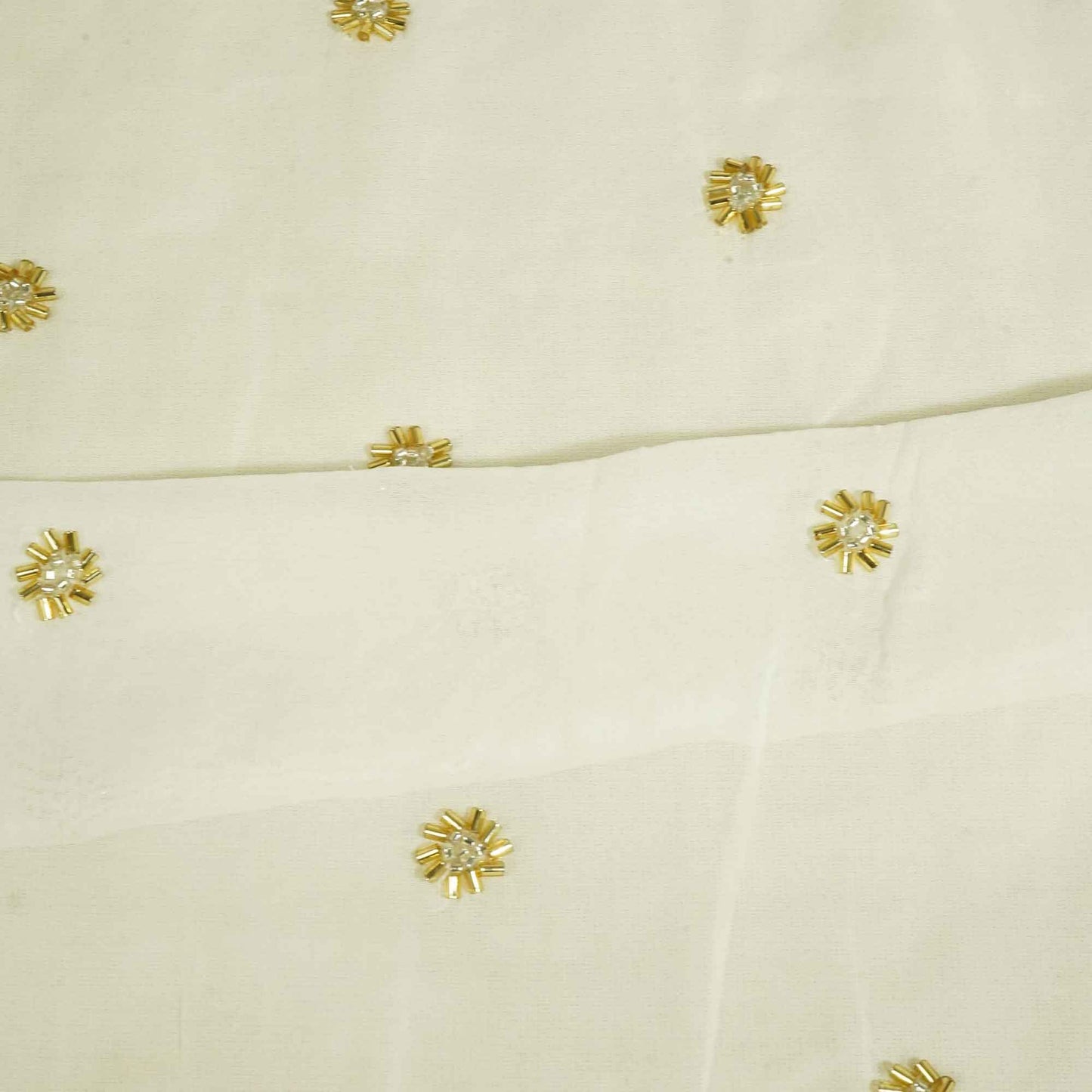 White Golden CutDana Floral Embroidery Georgette KT-17484