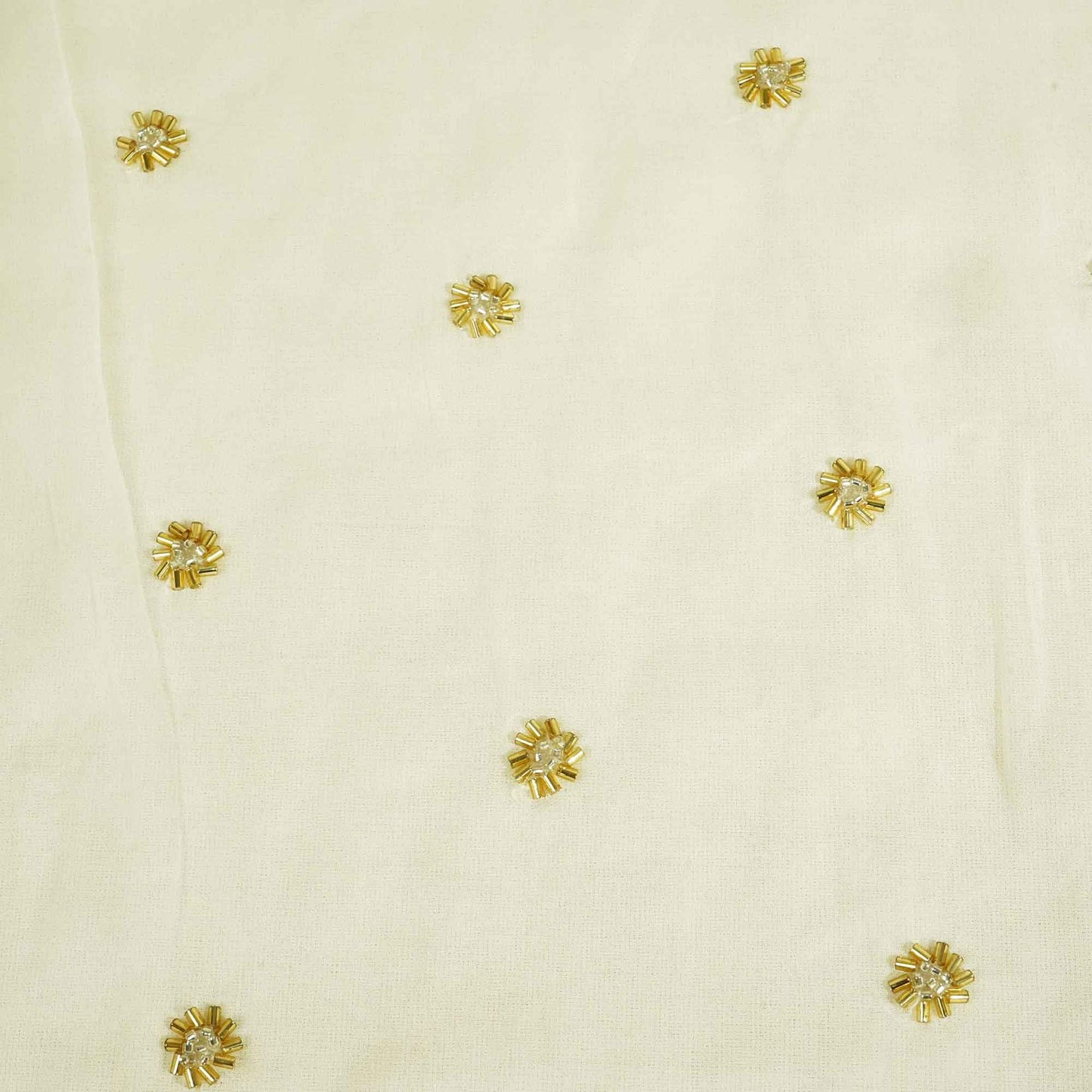 White Golden CutDana Floral Embroidery Georgette KT-17484
