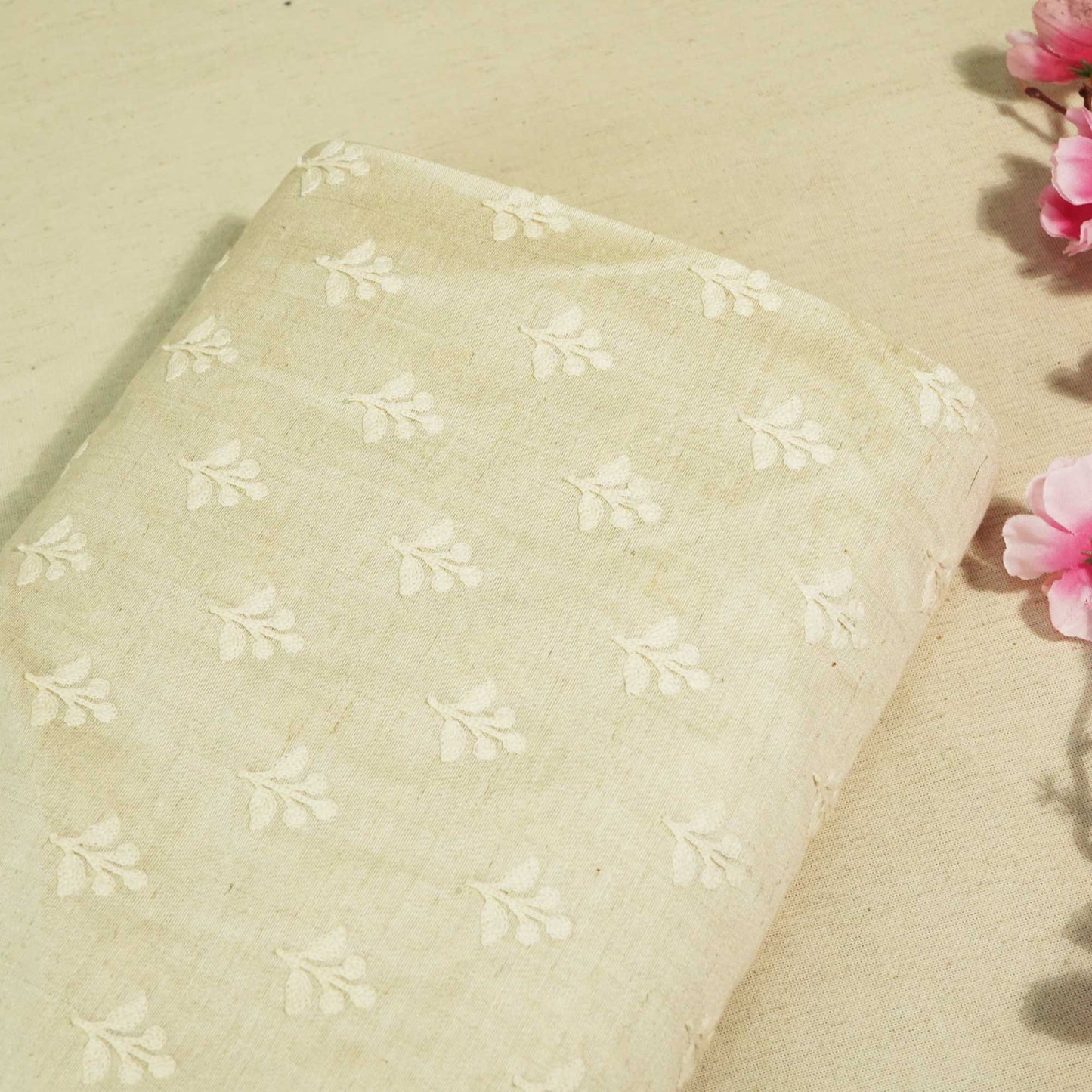 Cream Traditional Embroidery Khadi Silk KT-17489