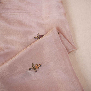Peach Floral Embroidery Tissue Fabric WI-29175 - TradeUNO