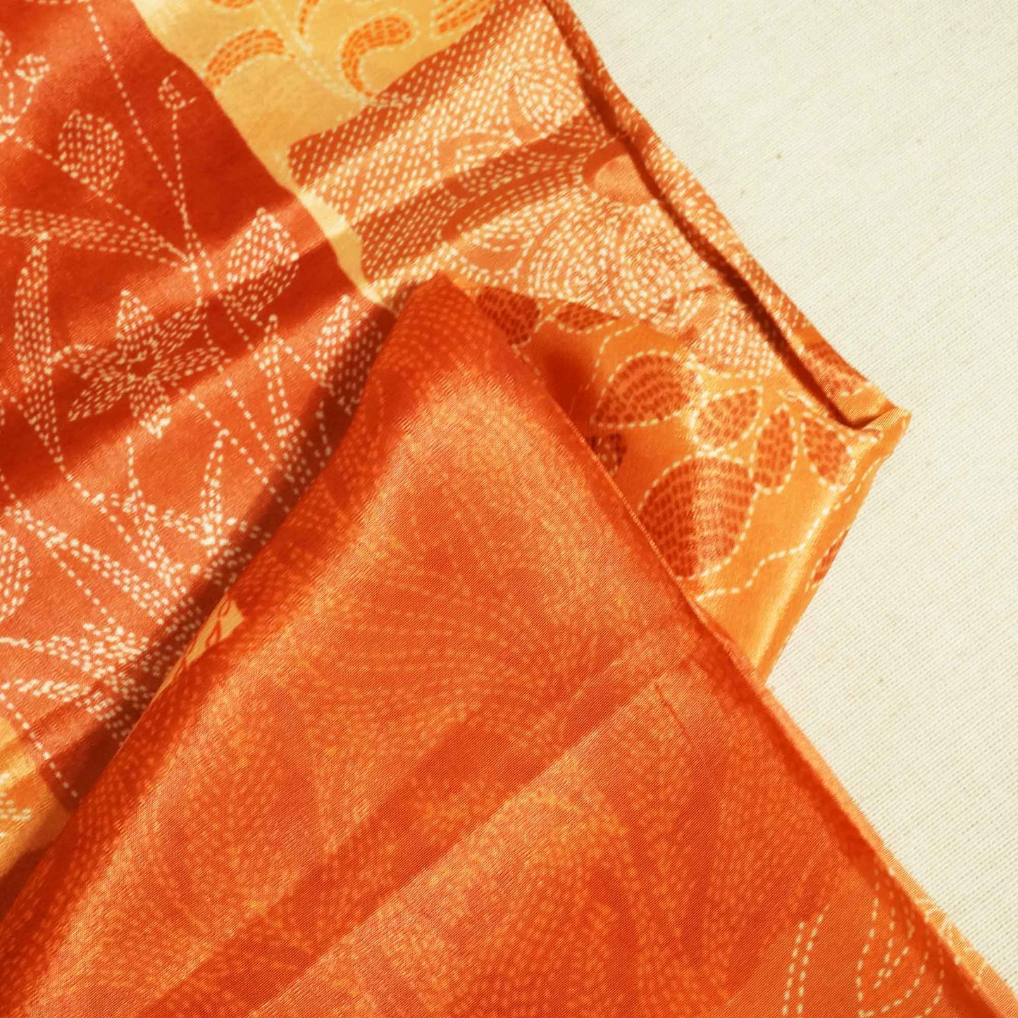 Orange Check Floral Print Crepe GT-17512