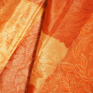 Orange Check Floral Print Crepe GT-17512