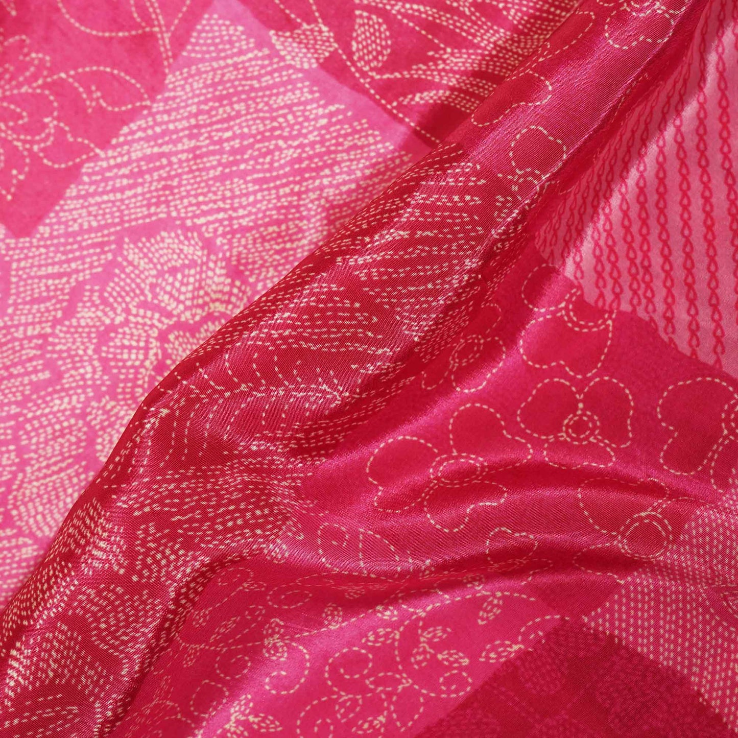 Dark Pink Chec Floral Print Crepe GT-17524