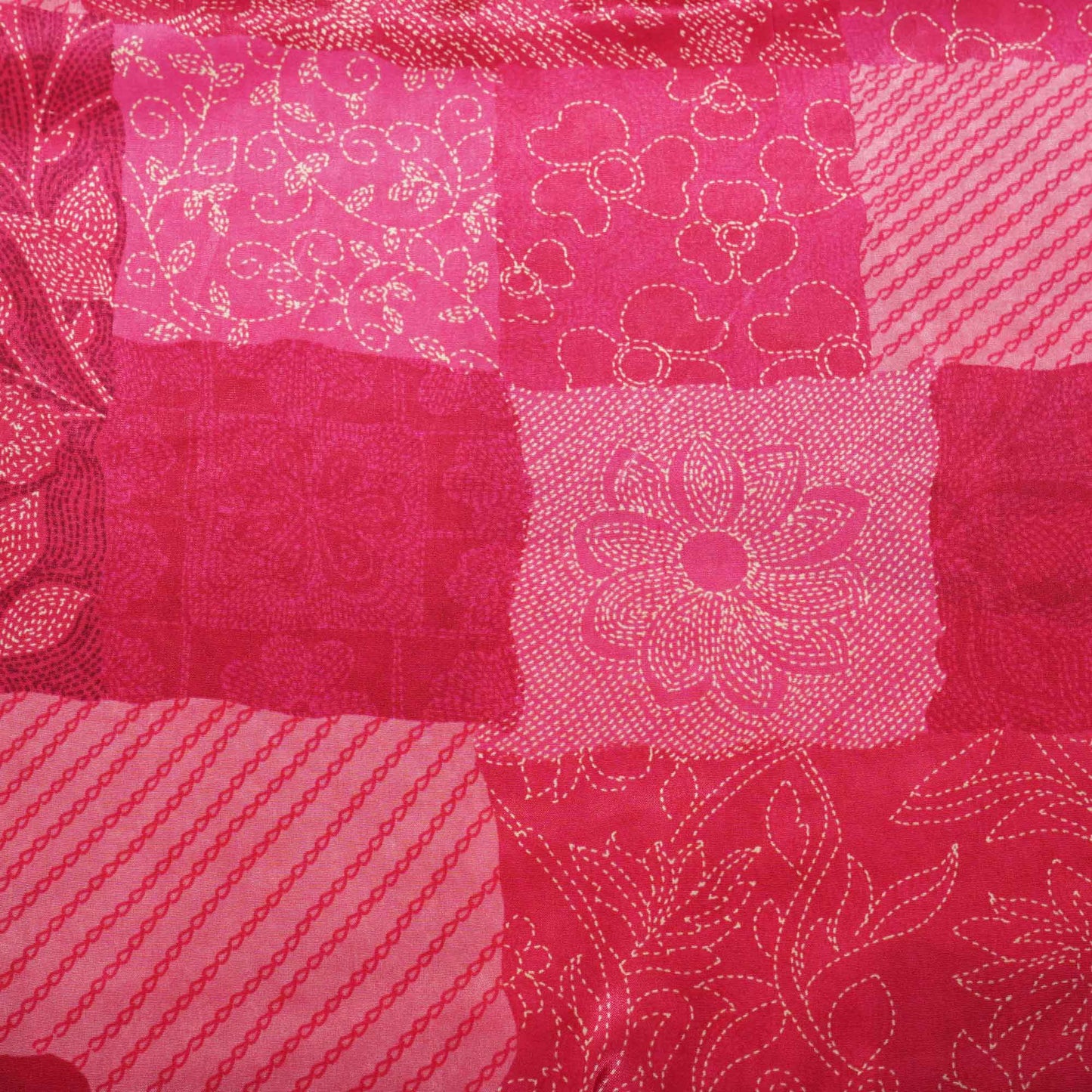 Dark Pink Chec Floral Print Crepe GT-17524