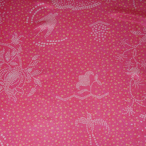 Pink Bandhani Print Gaji Silk Fabric 17529