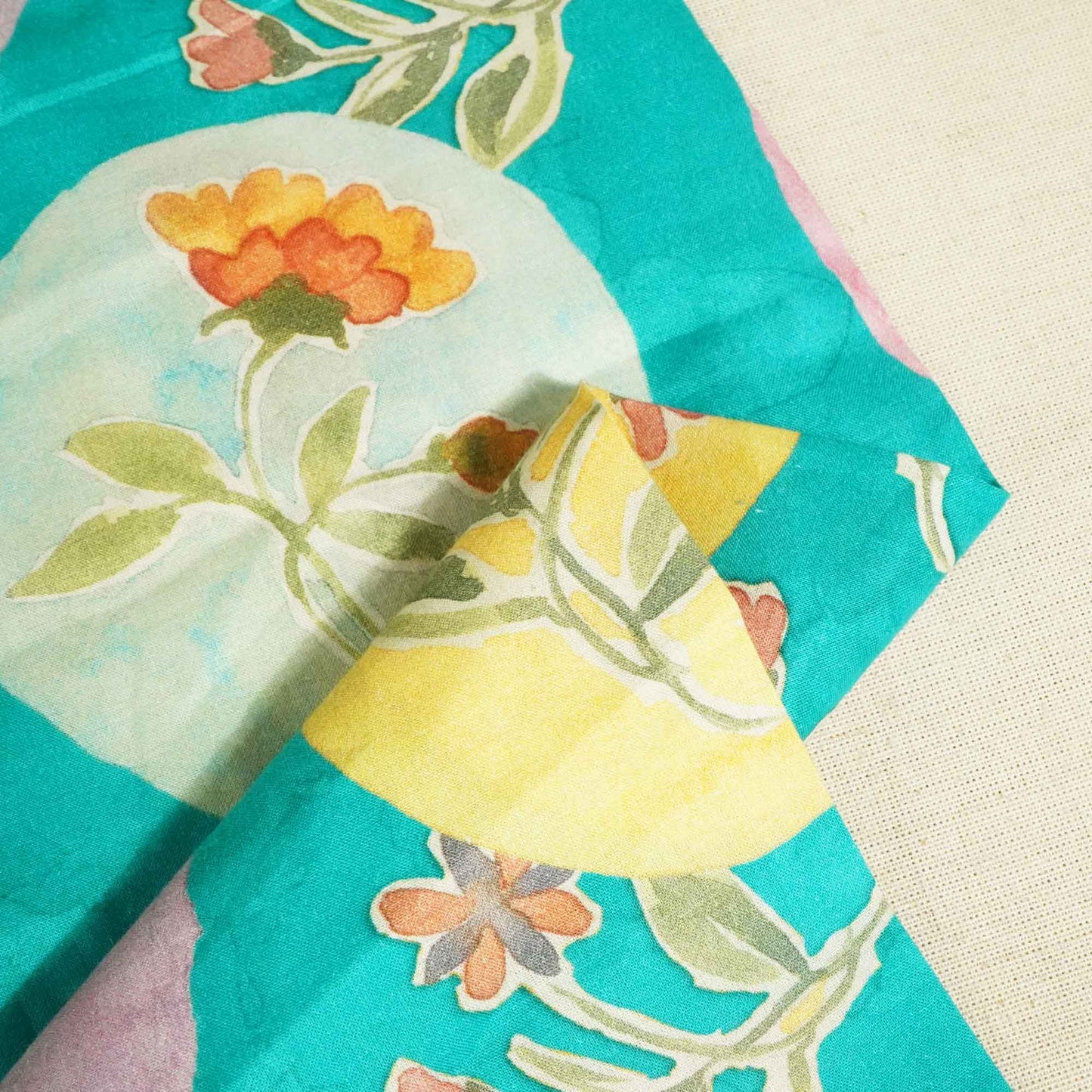 Green Floral Print Cotton Fabric RT-17572