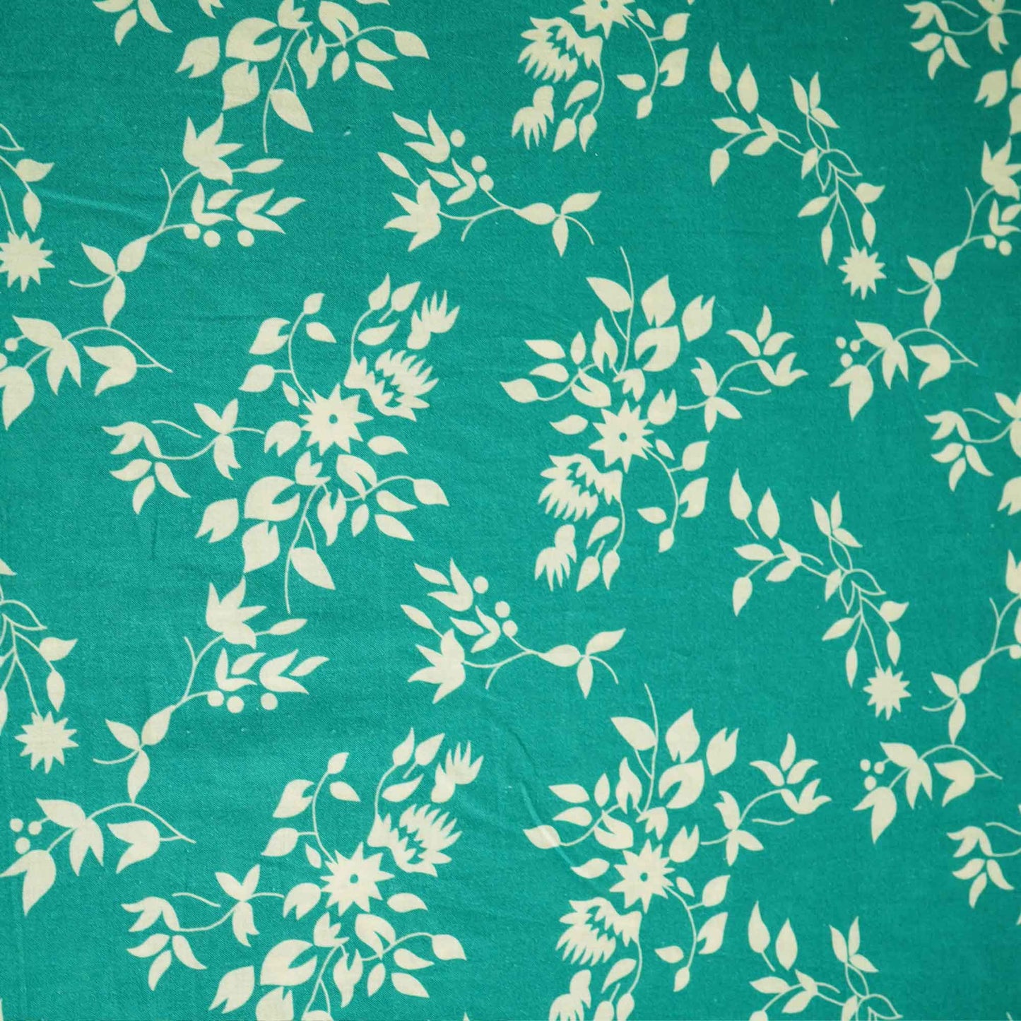 Off White Floral Print Cotton Fabric RT-17583