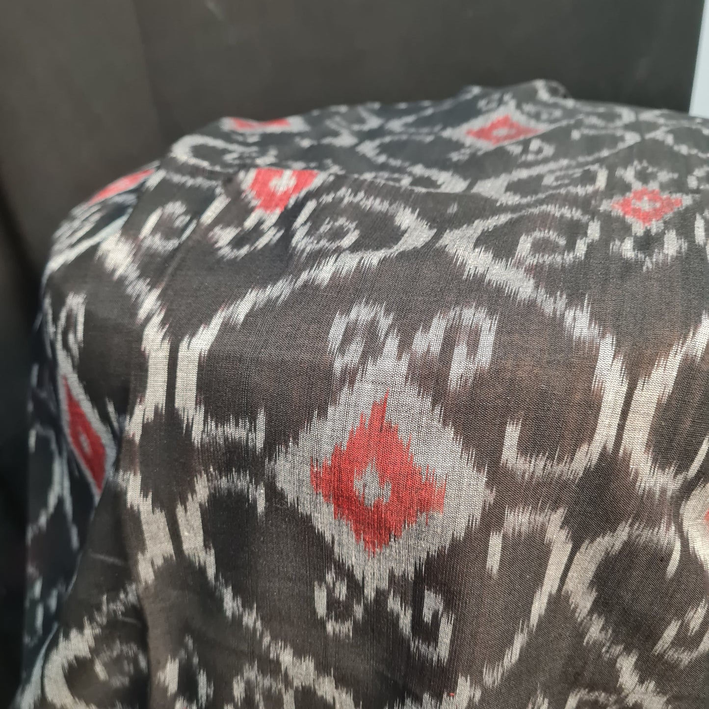 Premium Black and Red IKKAT Prints Dupatta Cotton Fabric