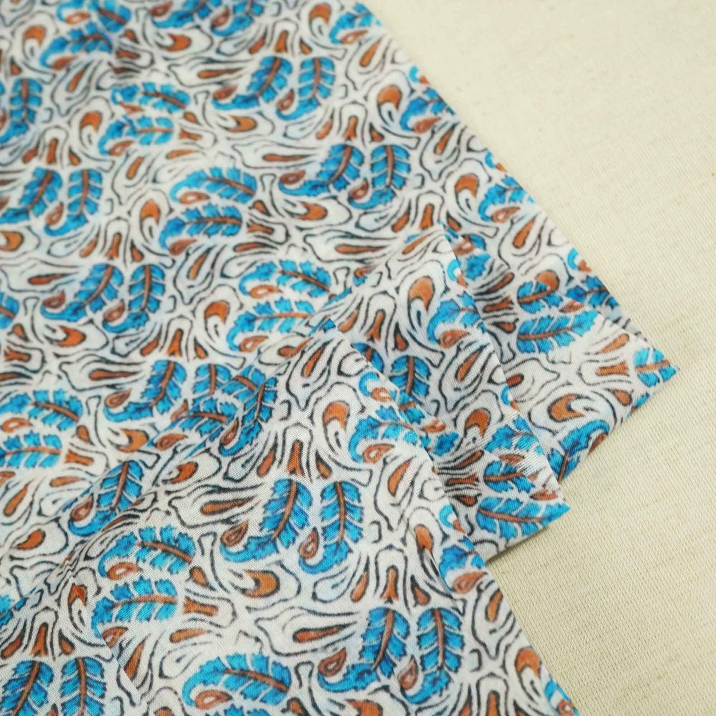 Sky Blue Indigo Floral Print Mulmul Fabric GT-90-17710