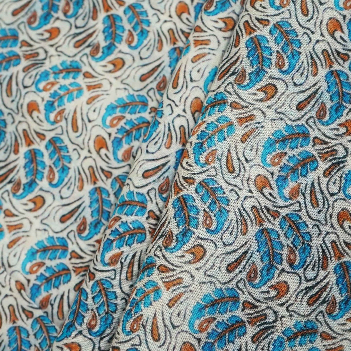 Sky Blue Indigo Floral Print Mulmul Fabric GT-90-17710
