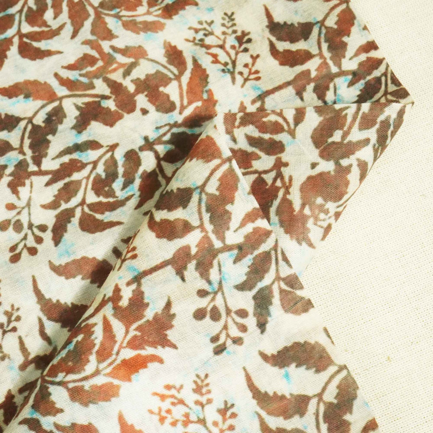 Brown Handblock Print Mulmul Fabric GT-90-17720