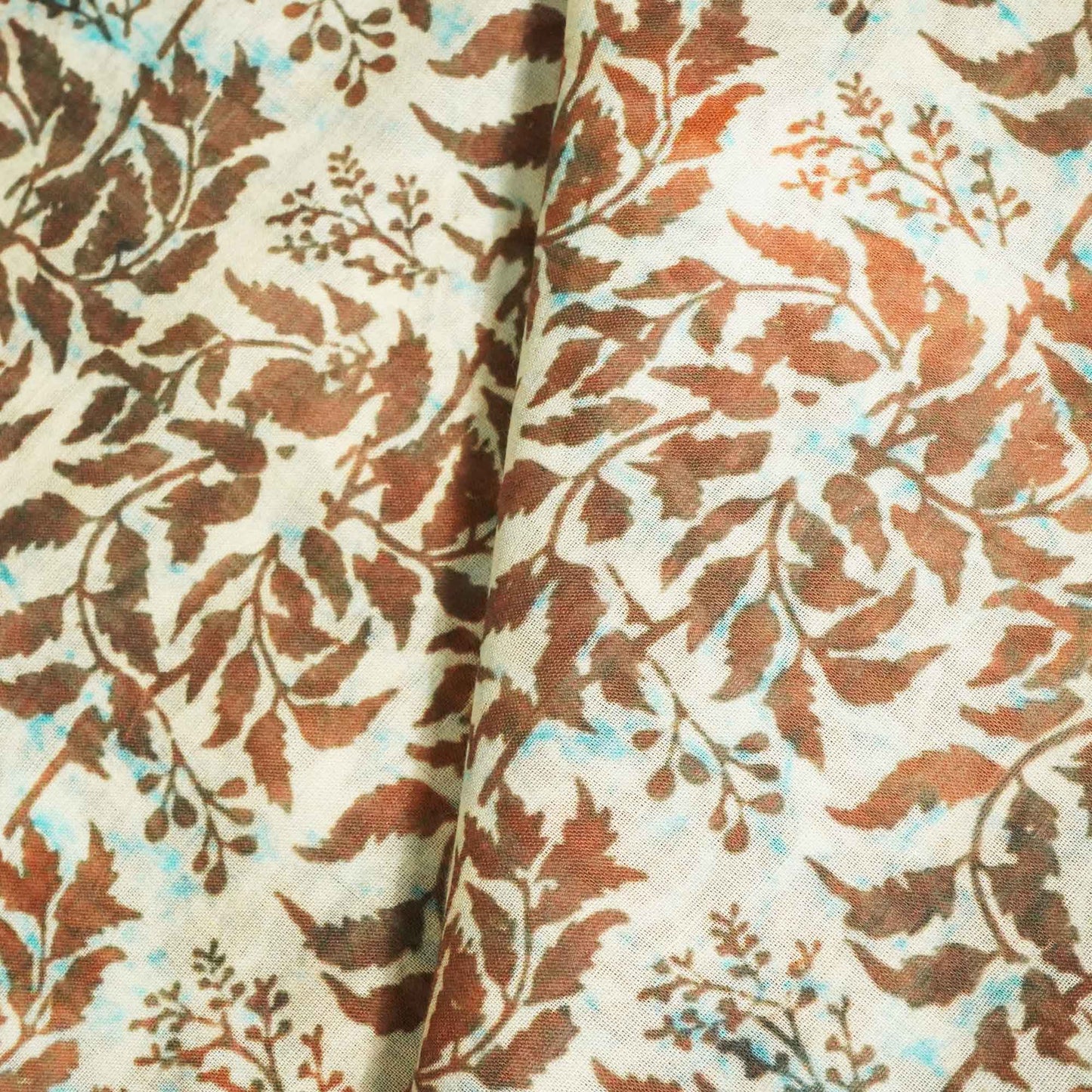 Brown Handblock Print Mulmul Fabric GT-90-17720