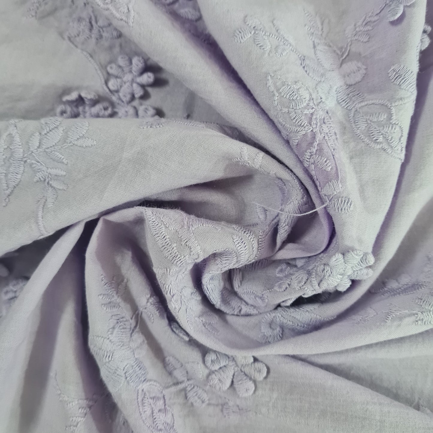 Premium Purple 3D Embroidery Cotton Fabric