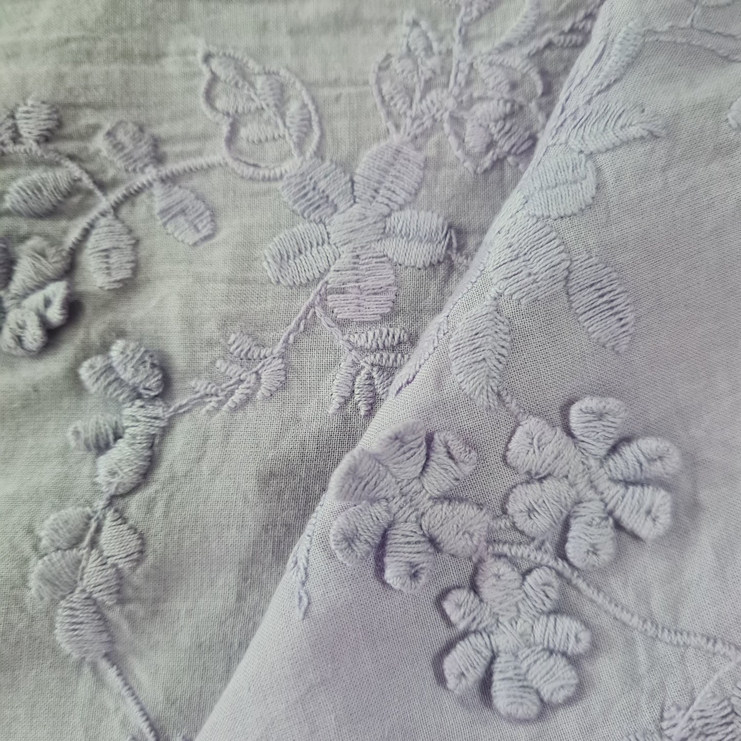 Premium Purple 3D Embroidery Cotton Fabric