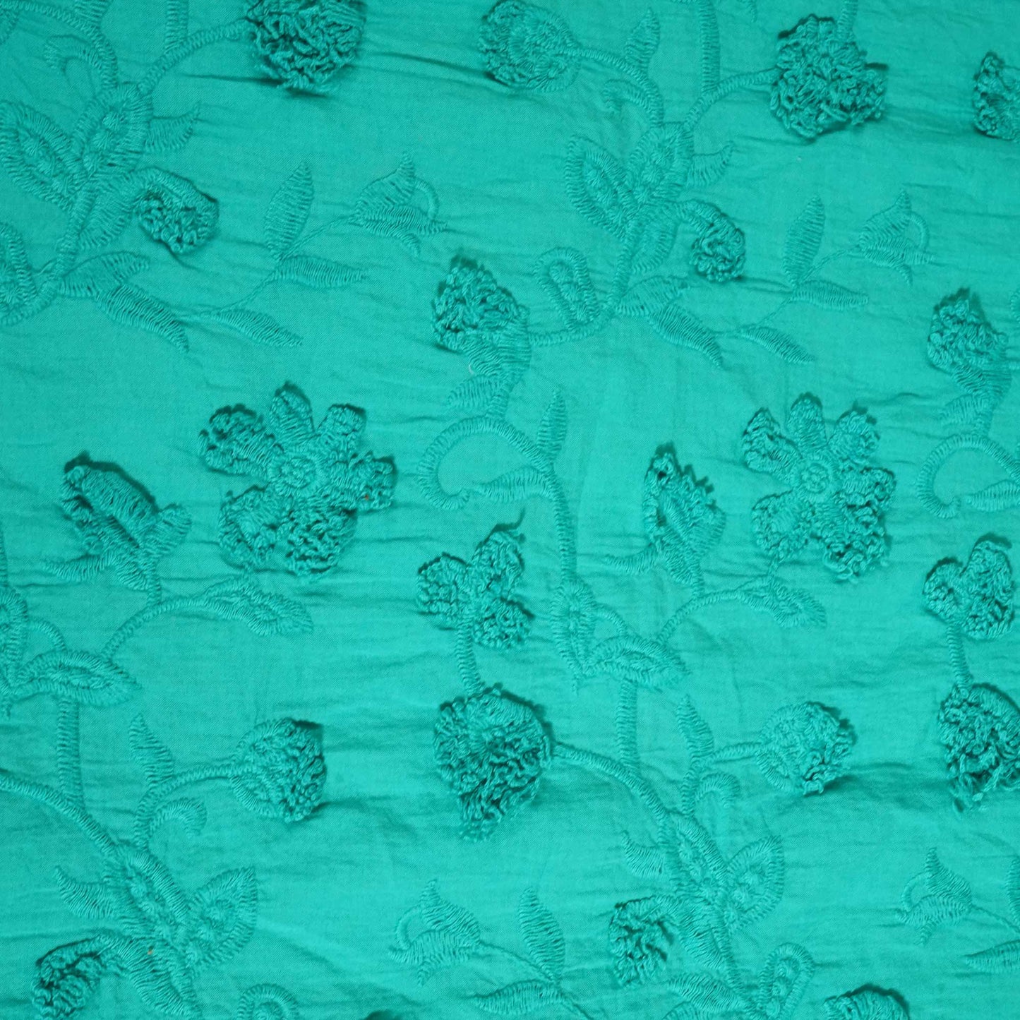 Sky Blue 3D Embroidery Cotton Fabric PC-30-17754