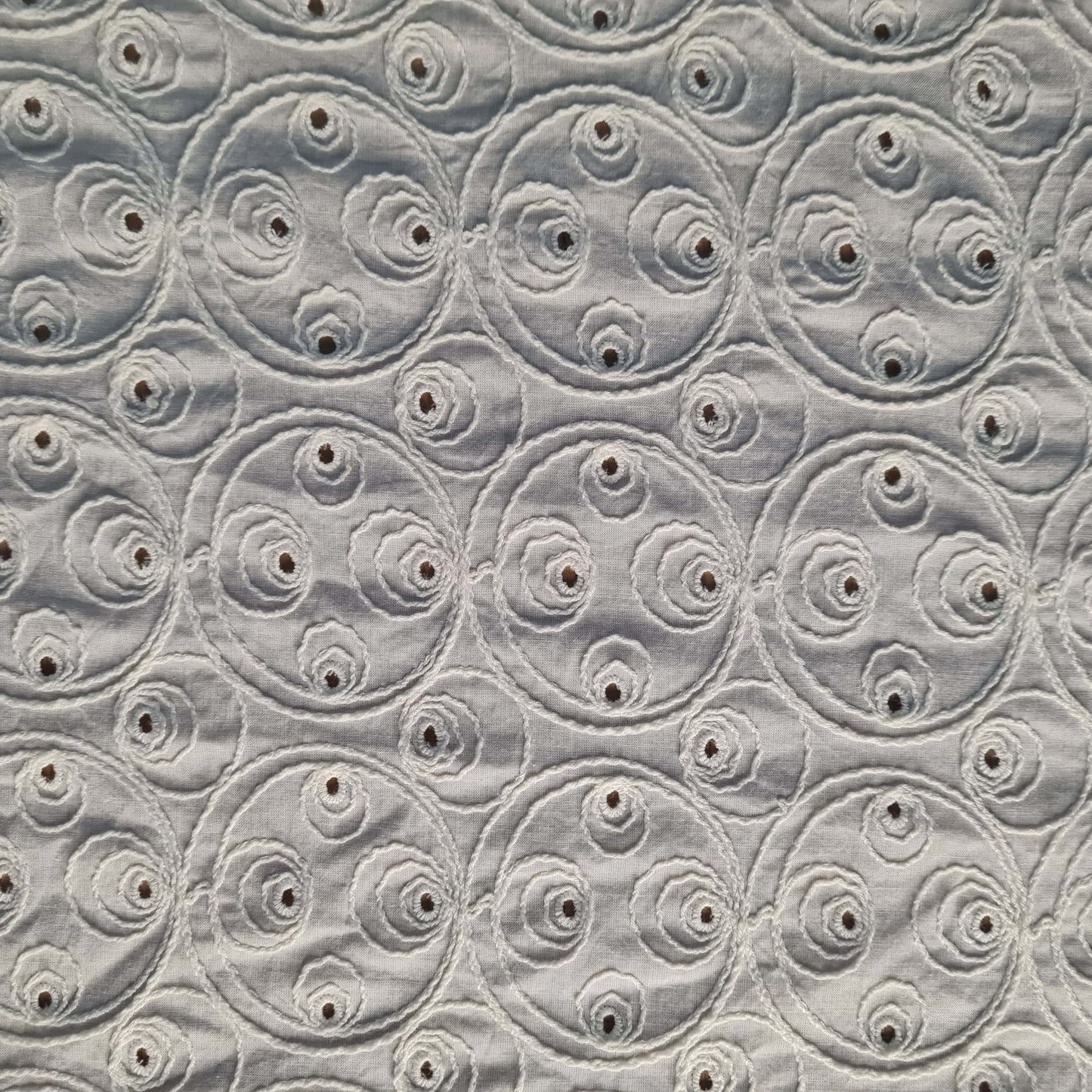 Premium White Thread Embroidery Cotton Schiffli Dyeable Fabric