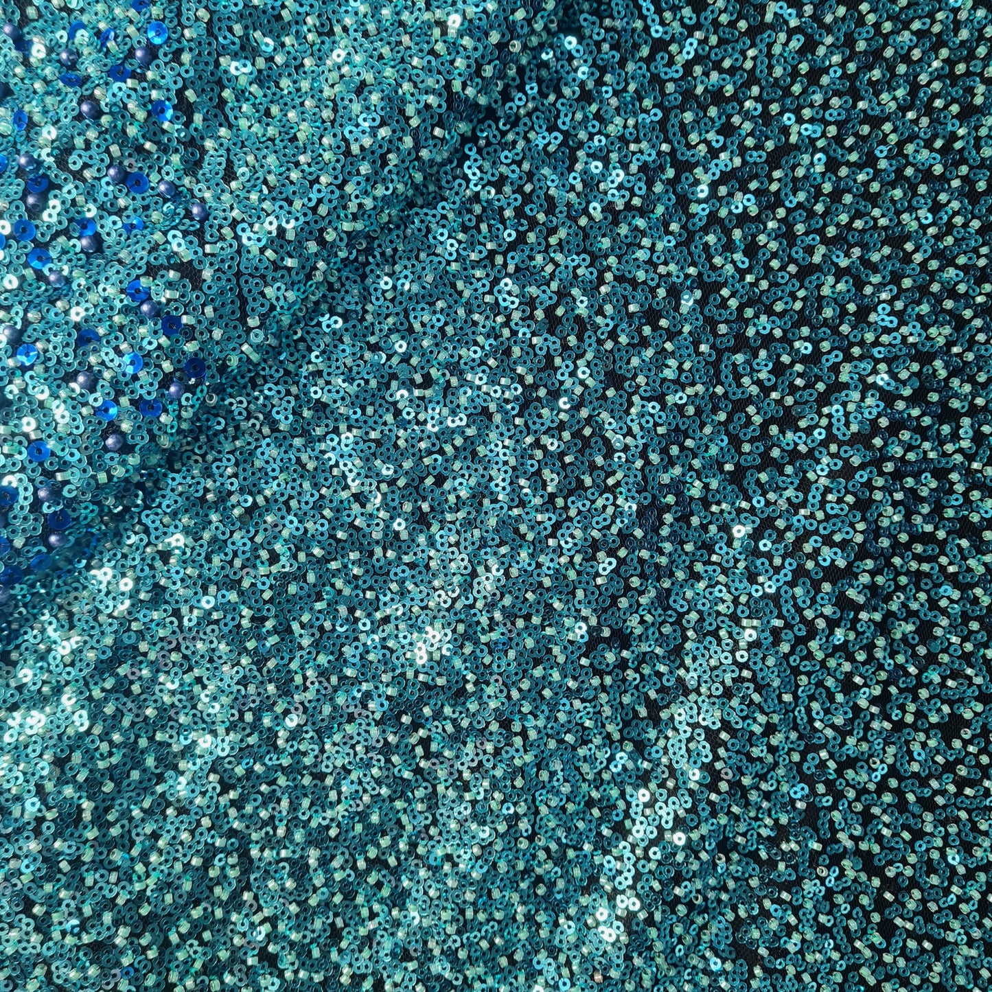 Black and Blue Cutdana Embroidery Net Fabric 17847