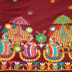 Maroon Gamthi Mirror Embroidery Mulmul Fabric 285 RC-17940