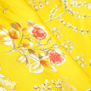 Mustard Floral Print Bemberg Gaji Silk Fabric 02030 GT-18021
