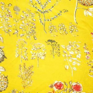 Mustard Floral Print Bemberg Gaji Silk Fabric 02030 GT-18021