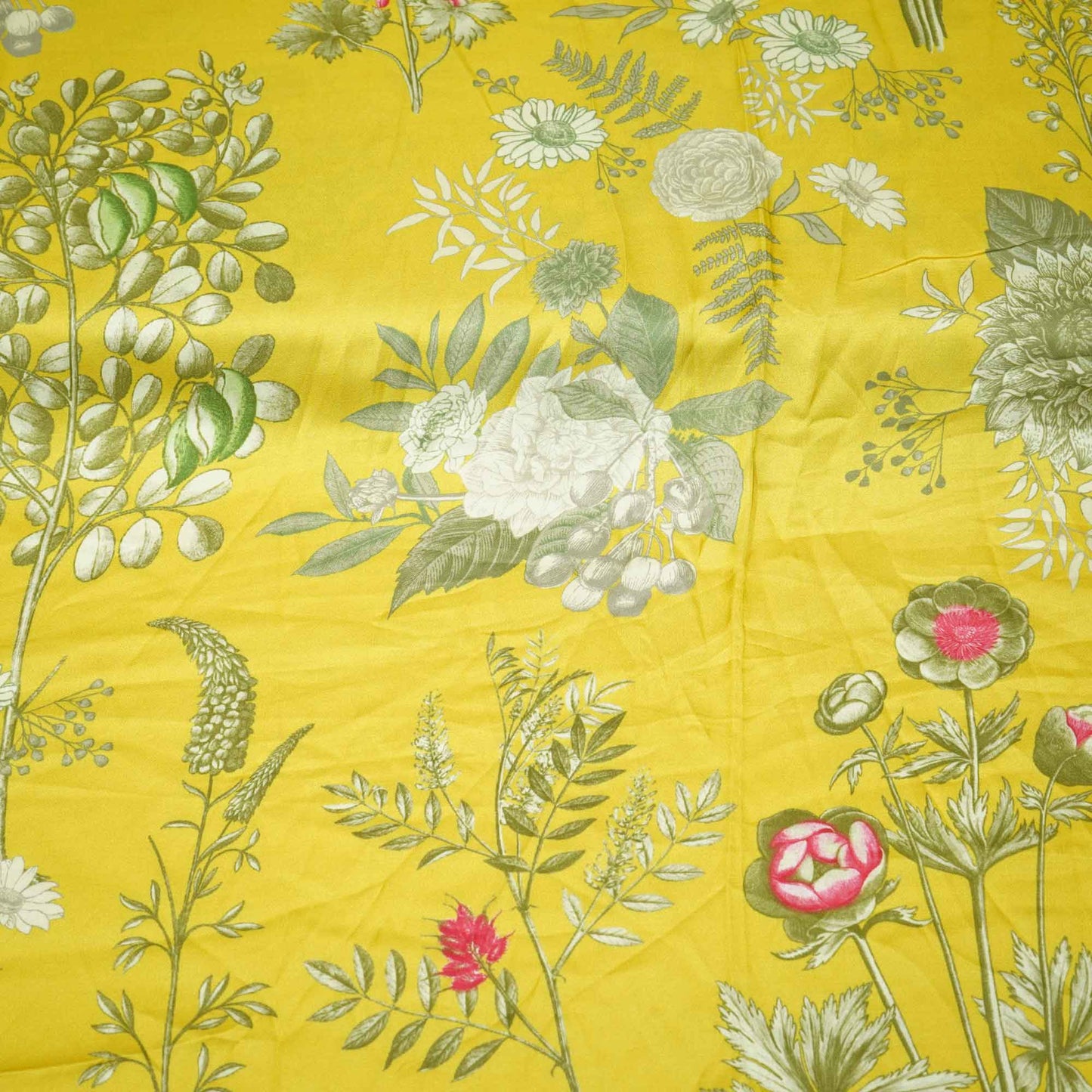 Mustard Floral Print Bemberg Gaji Silk Fabric 02030 GT-18025