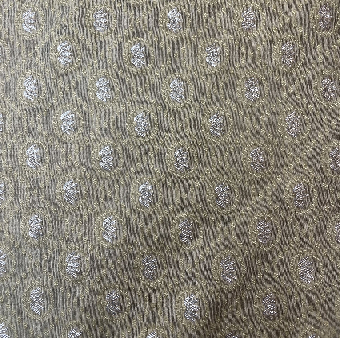 Beige Traditional Buti Dyeable Chanderi Fabric 18064