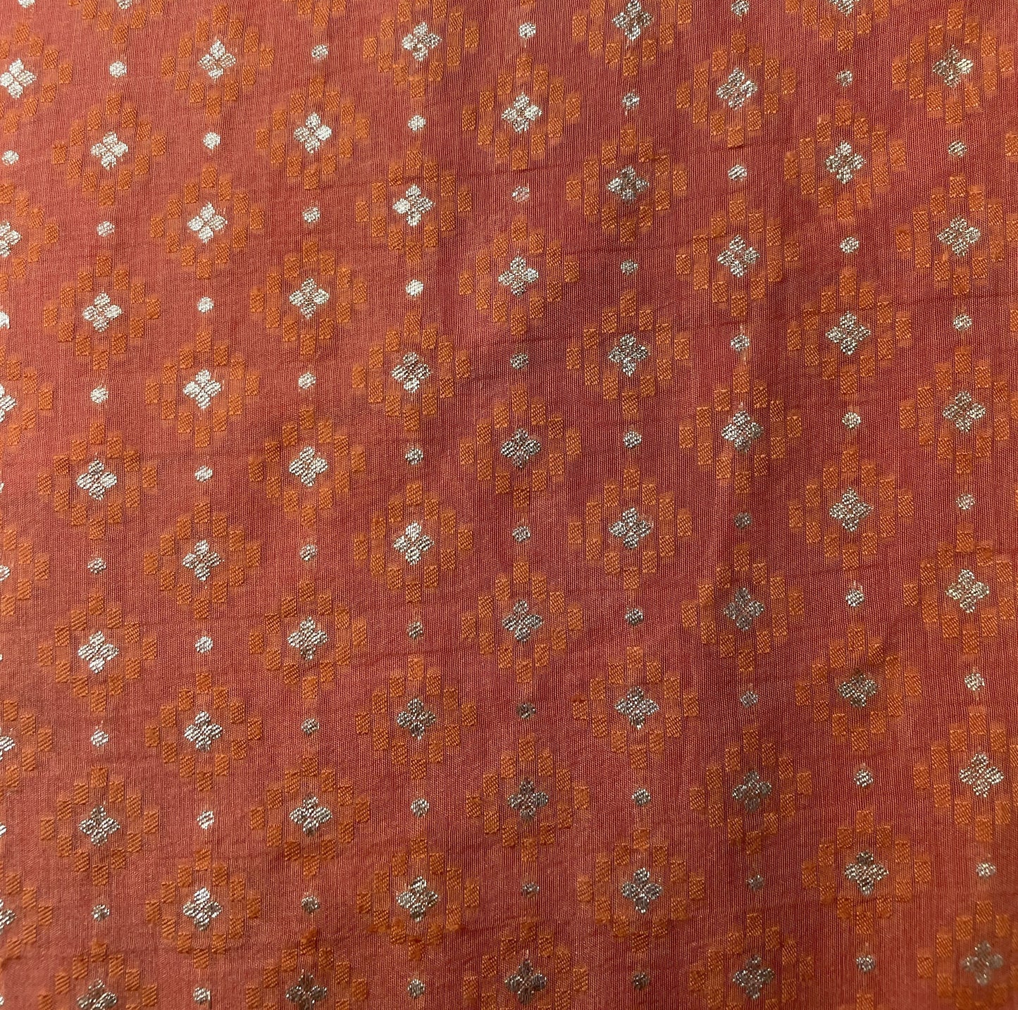 Carrot Red Traditional Jacquard Cotton Silk Patola Dyeable 18071