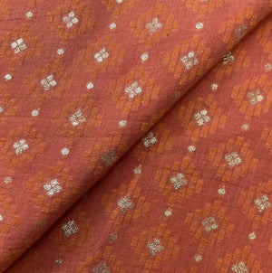Carrot Red Traditional Jacquard Cotton Silk Patola Dyeable 18071