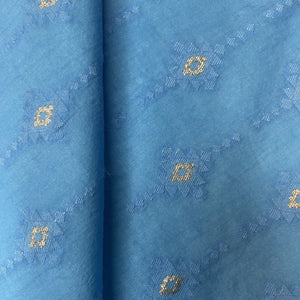Sky Blue Zari Buti Jacquard Cotton Silk Patola Dyeable 18073