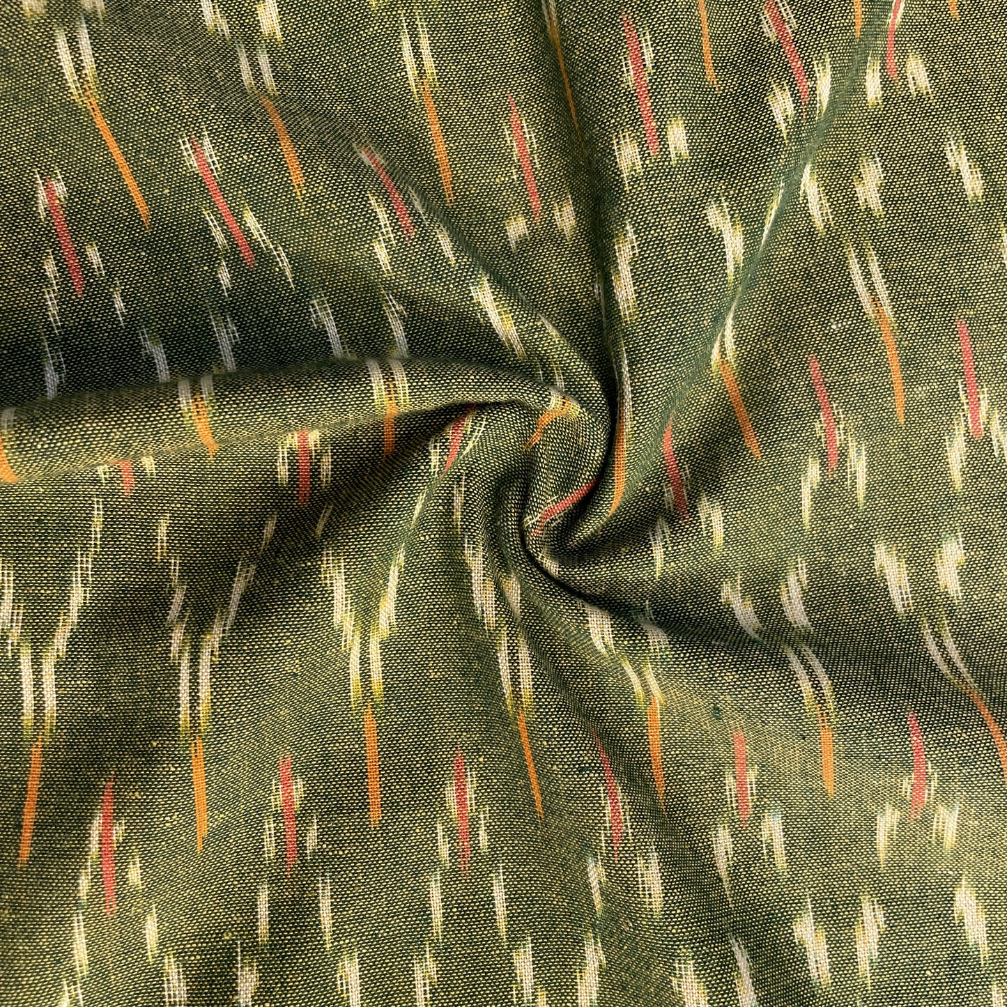 Green Ikkat Print Cotton Fabric 18114