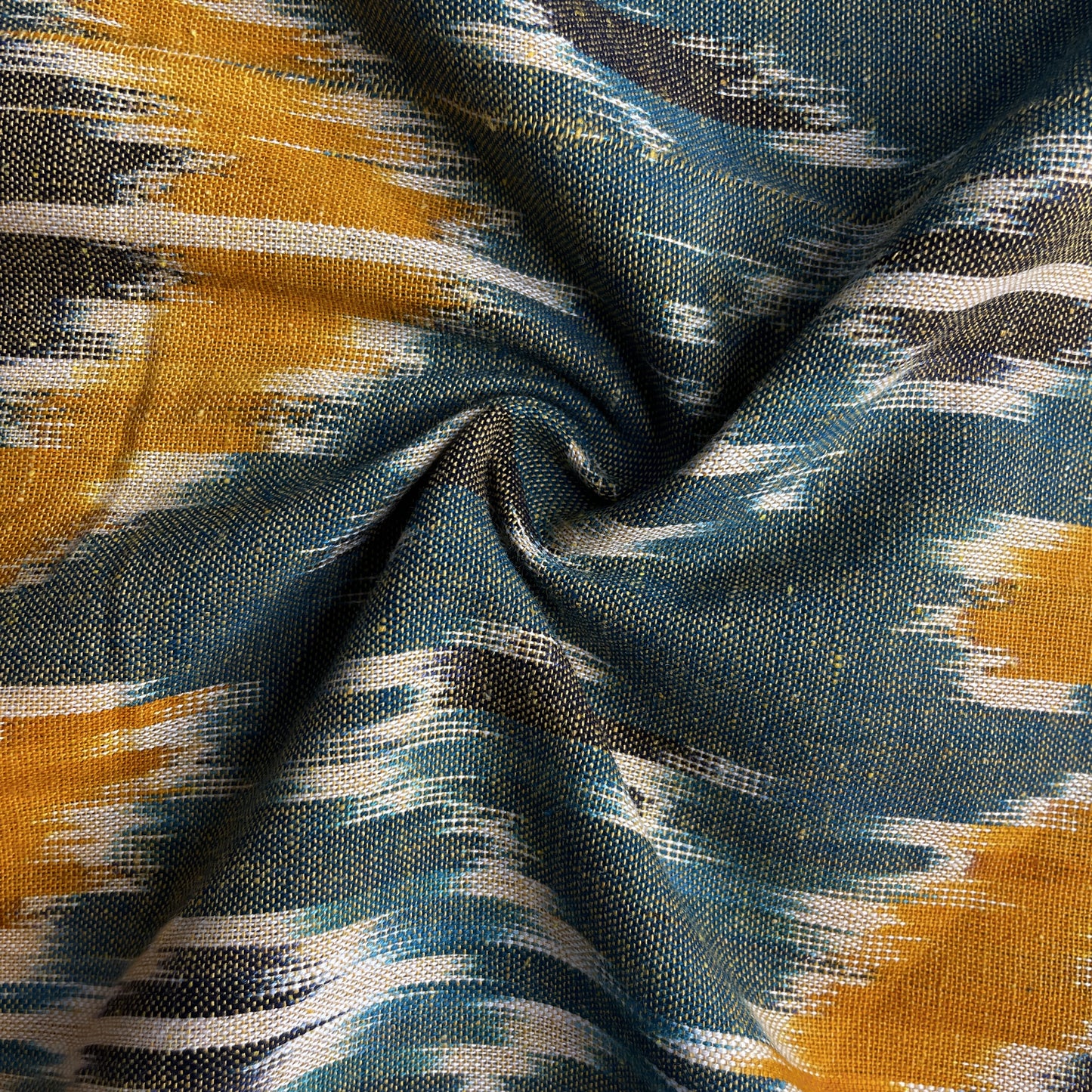 Olive Green Ikkat Print Cotton Fabric 18116